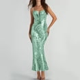 thumbnail image 5 of Taylonsss Womens Party Dress Sequin Embellished Sleeveless V Neck Midi Evening Gown Cocktail Formal Attire, 5 of 6