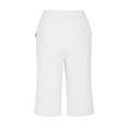 thumbnail image 4 of White Women's Plus Size Pants, Women'S Cotton And Linen Pocket Elastic Casual Pants Women'S Pants Five Quarter Pants,Women's Plus Size Pants L, 4 of 5