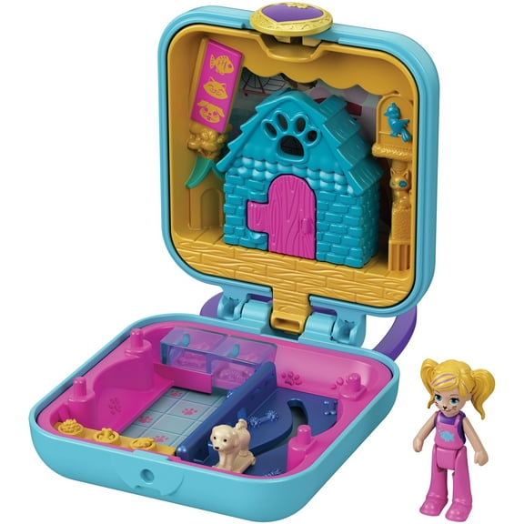 Polly Pocket Pet Center Compact Micro Doll Playset, 5 Pieces