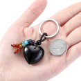 thumbnail image 4 of Llavero con borlas de cuentas de piedras preciosas ZHAOCHENG cuarzo rosa natural forma de corazón 7 chakras, 4 of 5
