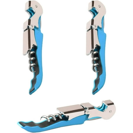 

Professional Waiter Corkscrew Wine Openers Set (2 PCS) Upgraded With Heavy Duty Stainless Steel Hinges Wine Key for Restaurant Waiters Sommelier Bartenders (Blue 2 Packs)