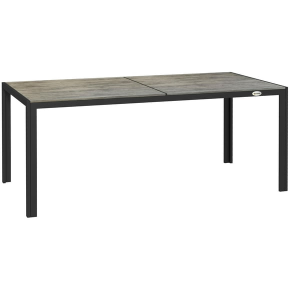 Outsunny Table à Manger Extérieure pour 8, Table de Patio Rectangulaire en Aluminium, Gris
