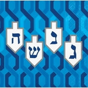 Club Pack of 192 Blue and White Hanukkah Dreidel 2-Ply Disposable Beverage Napkin 5"