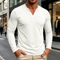 thumbnail image 2 of SUYIDA Men's Solid Color Button Top, Long Sleeve Casual Tee, Everyday Wear Comfortable Shirt, 2 of 6
