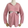 thumbnail image 2 of Women's Nursing Tops Ribbed Long Sleeves Maternity Shirts Double Layer Breastfeeding Shirts Pregnancy Clothes Pink XL, 2 of 3