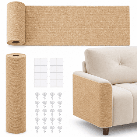 Cat Scratch Mat Beige Self-Adhesive Trim-to-Fit Furniture Protector