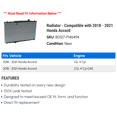 thumbnail image 2 of Radiator - Compatible with 2018 - 2021 Honda Accord 2019 2020, 2 of 2