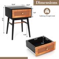 thumbnail image 3 of Gymax Set of 2 Nightstand Bedside End Table Solid Wood Legs Black, 3 of 4