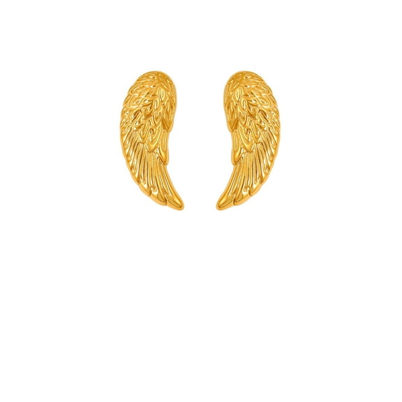 Fashion and Elegant Plated Gold 316L Stainless Steel Angel Wing Stud Earrings