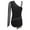 Black, variant on Women Shiny Rhinestone Gymnastics Leotard Dance Top One Shoulder Fringe Tassel Figure Skating Bodysuit Burgundy S