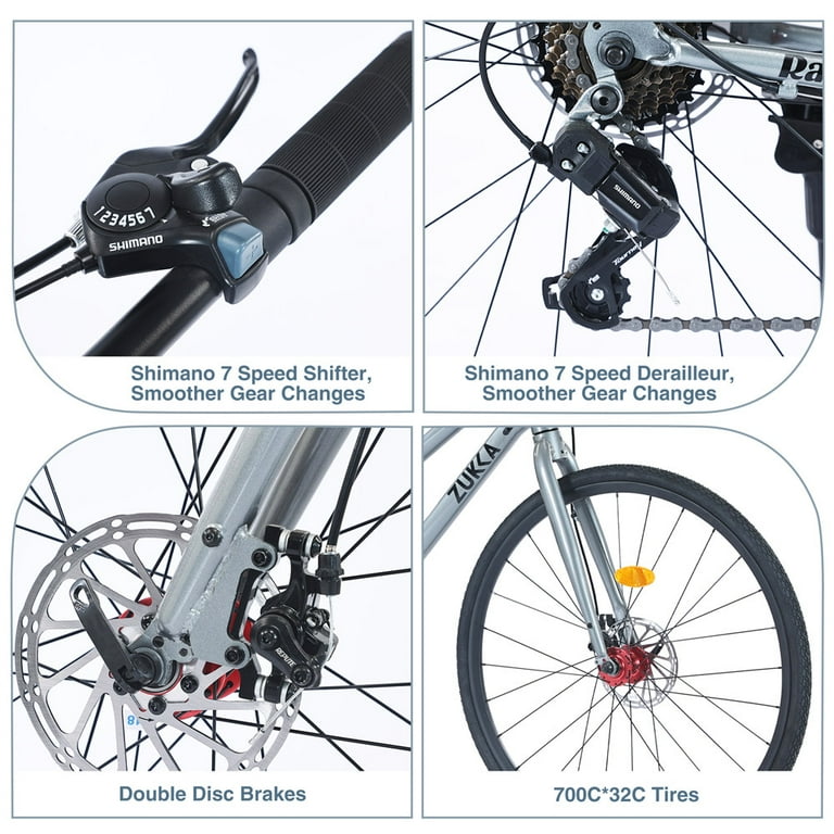 Hybrid Road Bike 700C for Men and Women, Shimano 7 Speed City