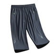 thumbnail image 3 of Hinvhai Men's Capri Joggers Running Athletic Gym Workout Long Shorts Cotton Below Knee Pants with Zipper Pockets Gray L(L), 3 of 8