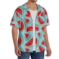 thumbnail image 2 of Sikiie Watermelon Men's Wrinkle Free Untucked Cuban Shirt Business Casual Button Down Shirts Short Sleeve Shirt3X-Large, 2 of 5