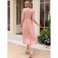 thumbnail image 3 of DARING DIVA Women's Casual Midi 3/4 Sleeves Square Neckline Dress XS Pink, 3 of 6