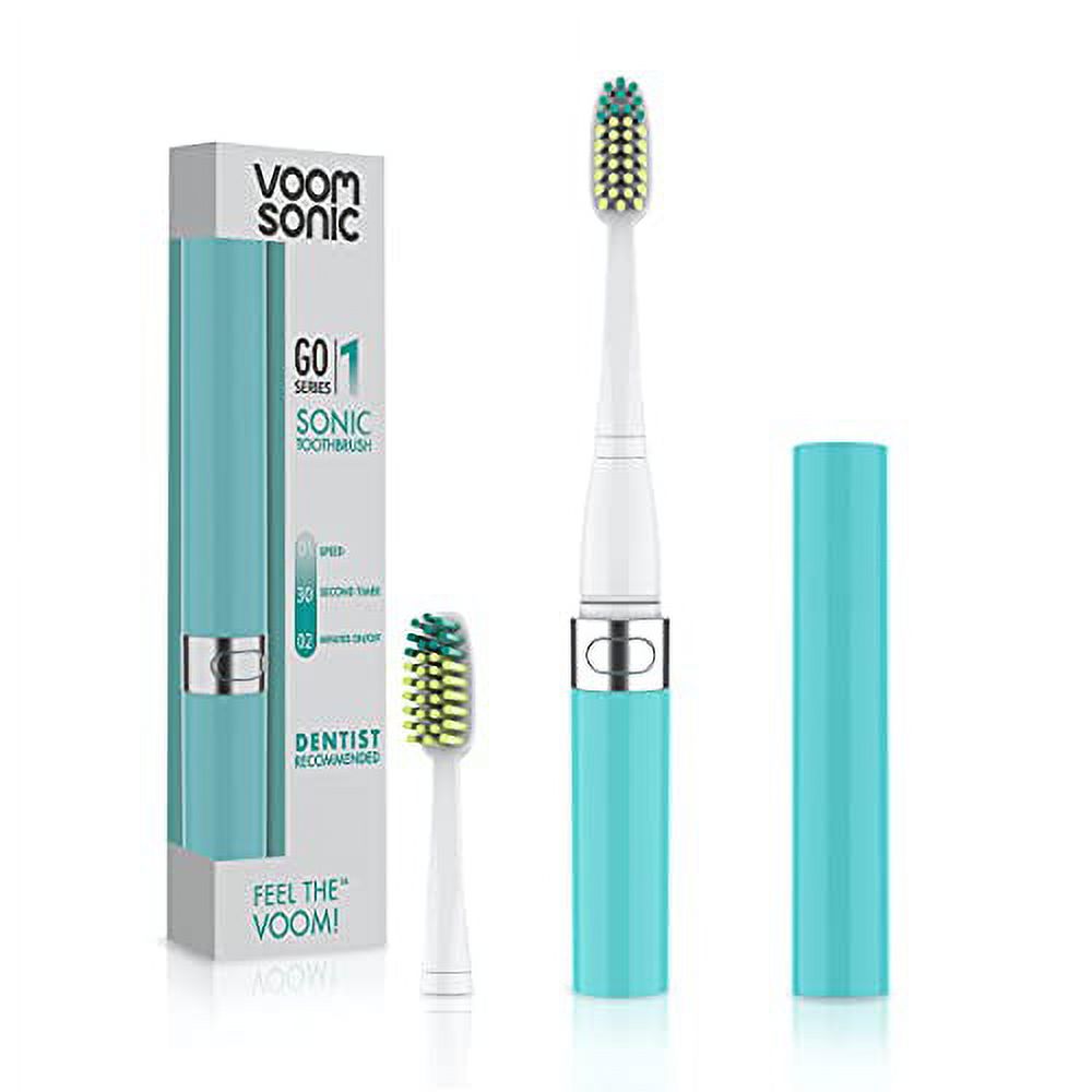 Voom Sonic Go Series Battery Operated Electric Toothbrush Dentist Recommended Portable Oral Care 2 Minute Timer Light Weight Design Soft Dupont Nylon Bristles, Hawaiian Blue, 1 Count - image 2 of 3