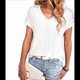thumbnail image 3 of Tops de Verano para Mujer, Tendencia 2025, Camisetas con Cuello en V Cruzado y Ojales, Holgadas, Informales, de Corta, Blancas, XXXL, 3 of 9