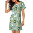 thumbnail image 2 of Yiaed Chicken Laying Eggs Print Women's Loose-Fit Short Sleeve Nightgown, Soft and Comfortable Sleep Dress for Relaxation and Sleepwear, 2 of 6