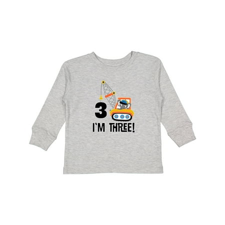 

Inktastic 3rd Birthday Construction Truck Boys Gift Toddler Boy Girl Long Sleeve T-Shirt