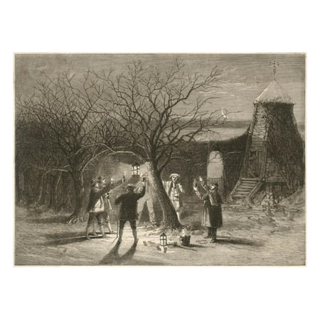 Wassailing Apple Trees with Hot Cider in Devonshire on Twelfth Night Print Wall