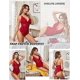 thumbnail image 4 of Women Snap Crotch Lingerie Sexy Lace Bodysuit, Deep V One Piece Lace Babydoll, 4 of 5