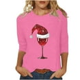 thumbnail image 2 of ZRGHAOYLQ Christmas Wine Glasses Graphic Shirts Womens Christmas 3/4 Sleeve T Shirts 2025 Comfy Crewneck Casual Loose Pullover T-Shirts, 2 of 4