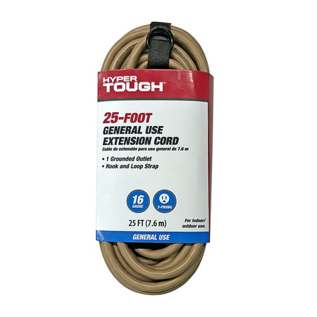 Hyper Tough 25ft SJTW 16/3 Tan Extension Cord