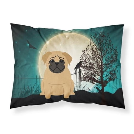 Carolines Treasures Halloween Scary Pug Brown Fabric Standard Pillowcase