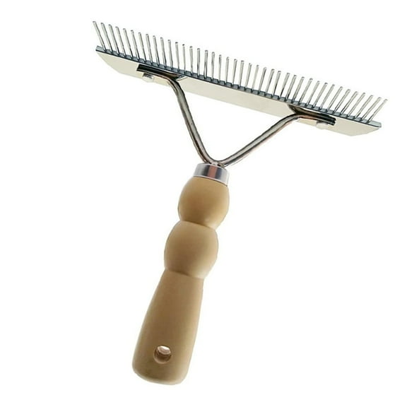 Tutuviw Horse Nail Rake Comb Horses Grooming Tool Comb Horse Mane Pet Mane Pulling Tool Horse Undercoat Brush Mane Comb Metal Supplies Wooden Handle Mane Brush Dog Deshedding Brush
