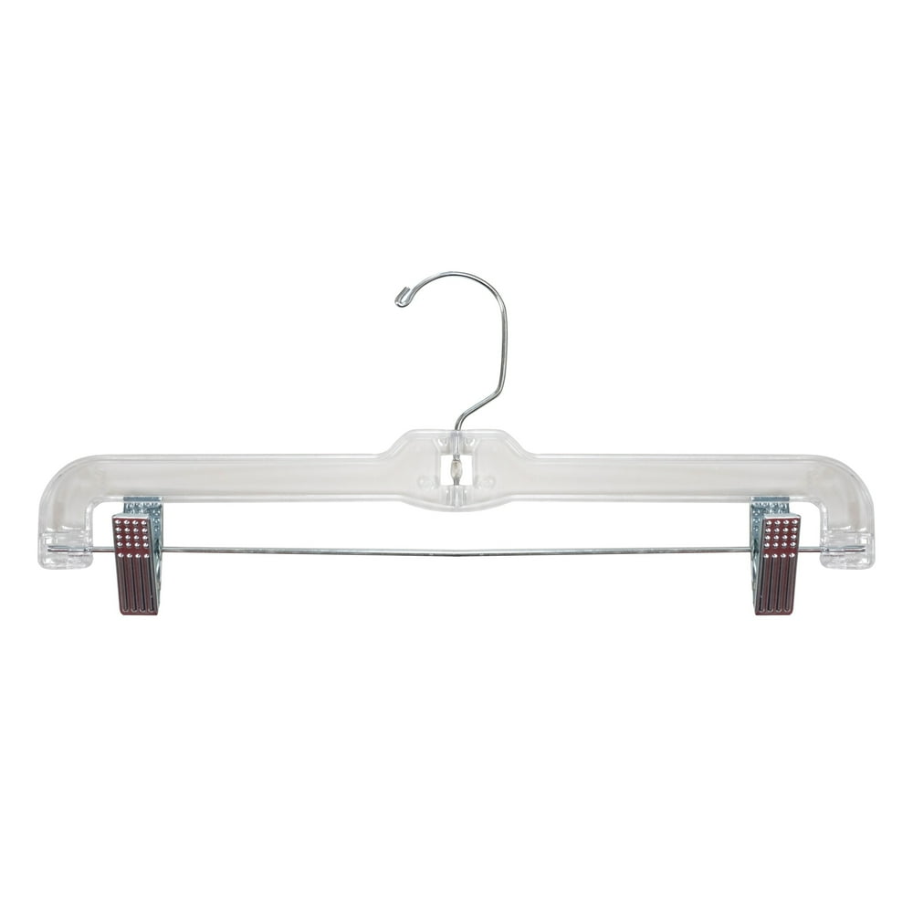 NAHANCO 600RCLH 14" Clear Heavy Weight Plastic Skirt/Pant Hangers with