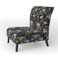 thumbnail image 3 of Designart "Opulent Navy Gold Damask V" Gold Damask Upholstered Accent Chair - Bohemian & Eclectic Arm Chair For Bedroom, 3 of 5