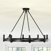 Casey Matte Black 8-Light 32-Inch Round Wagon Wheel Chandelier