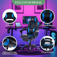 thumbnail image 2 of Silla gaming ergonómica con diseño amplio, respaldo alto tapizado en cuero PU, cojín lumbar con función de masaje y reposapiés extensible, ideal para oficina y juegos, color rosa y blanco, 2 of 7