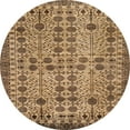 thumbnail image 1 of Ahgly Company Machine Washable Indoor Round Abstract Saddle Brown Area Rugs, 3' Round, 1 of 7