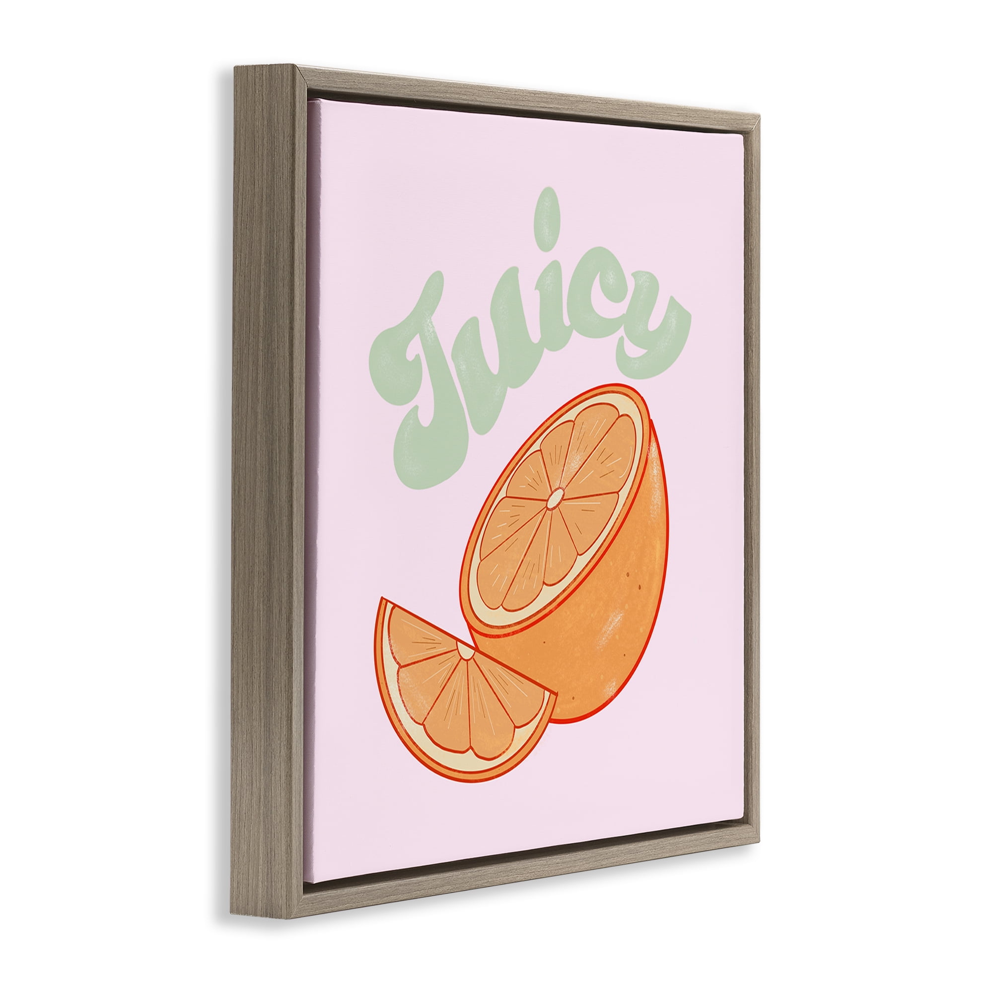 Stupell Industries Juicy Citrus Slice Food & Beverage Painting Brown Floater Framed Canvas Art Print Wall Art, 25 x 25