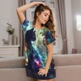 thumbnail image 3 of Disketp Cosmic Cat In Window para Camisón Corto de Manga Corta para Mujeres, Camisón Cómodo con Escote Redondo, Bonito y Confortable, 3 of 6