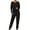 Black, variant on Homenesgenics Sports Set for Women Color Loose Casual Two-piece Sets Long Sleeve Shirt Blouse and Pants Set with Pocket
