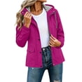 thumbnail image 2 of Valufy Women's Waterproof Hooded Rain Jacket, Lightweight Striped Lined Windbreaker with Drawstring Waist and Pockets, 2 of 9