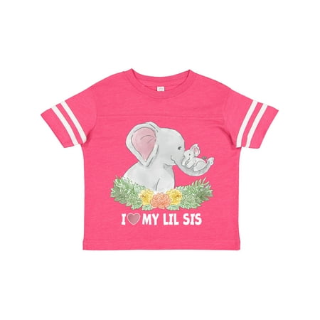 

Inktastic I Love My Lil Sis Elephants with Flowers Gift Toddler Boy or Toddler Girl T-Shirt