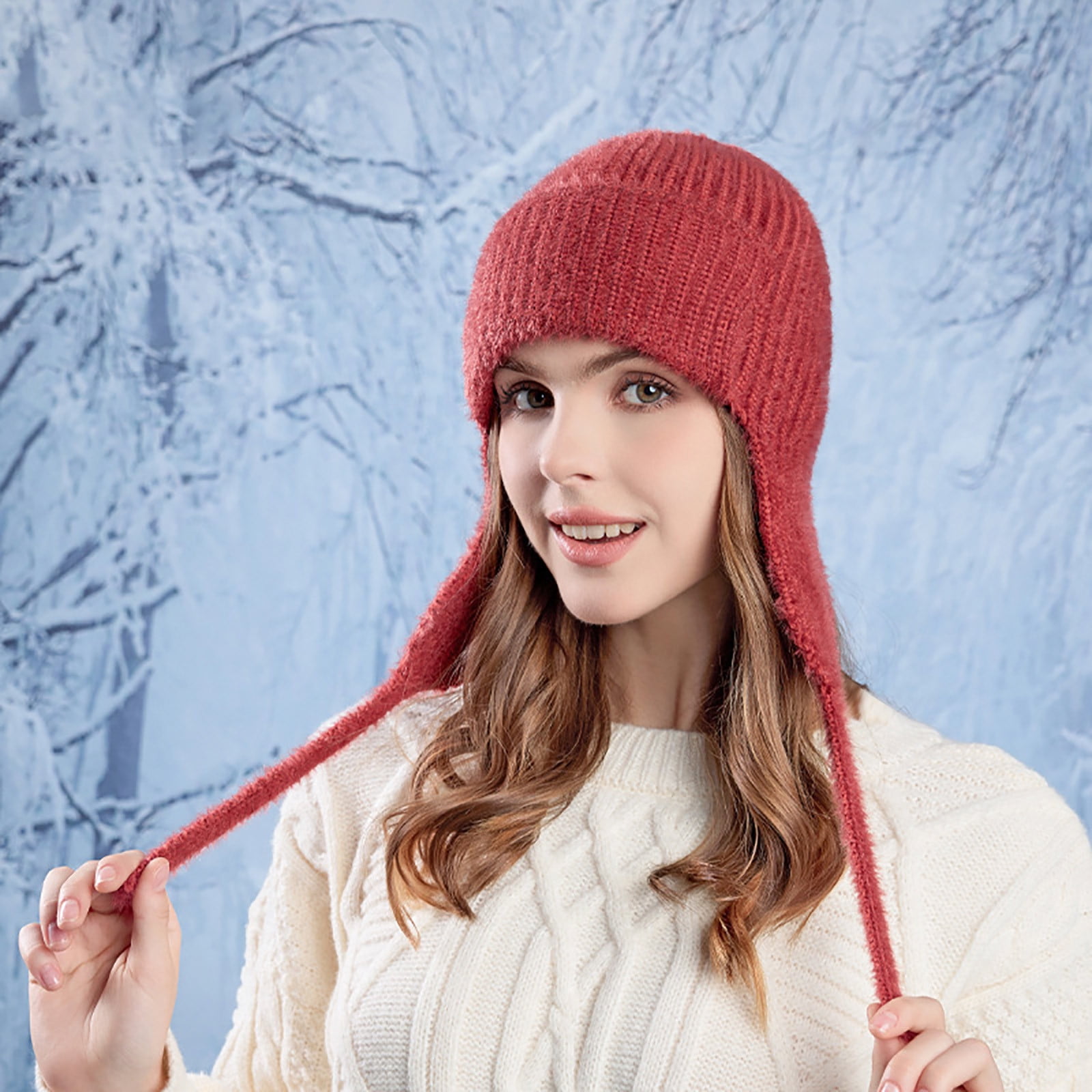 Women Khaki Winter Peruvian Cover Ears Beanie Hat Ear Flaps Sherpa Ski Snow PTILSERY Womens Winter Peruvian Cover Ears Beanie Hat Ear  main image 4
