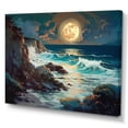 thumbnail image 2 of Designart "Golden Blue Majestic Waves I" Modern Landscape Beach Wall Decor, 2 of 5