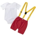 thumbnail image 3 of Maxcozy Baby Boys 1st Birthday Outfit Cake Smash Romper + Shorts Pants Suspenders Cake Smash Photo Props, 3 of 13