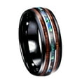 thumbnail image 1 of Flmtop Fashion Unisex Wooden Abalone Shell Titanium Steel Ring Wedding Party Jewelry, 1 of 10
