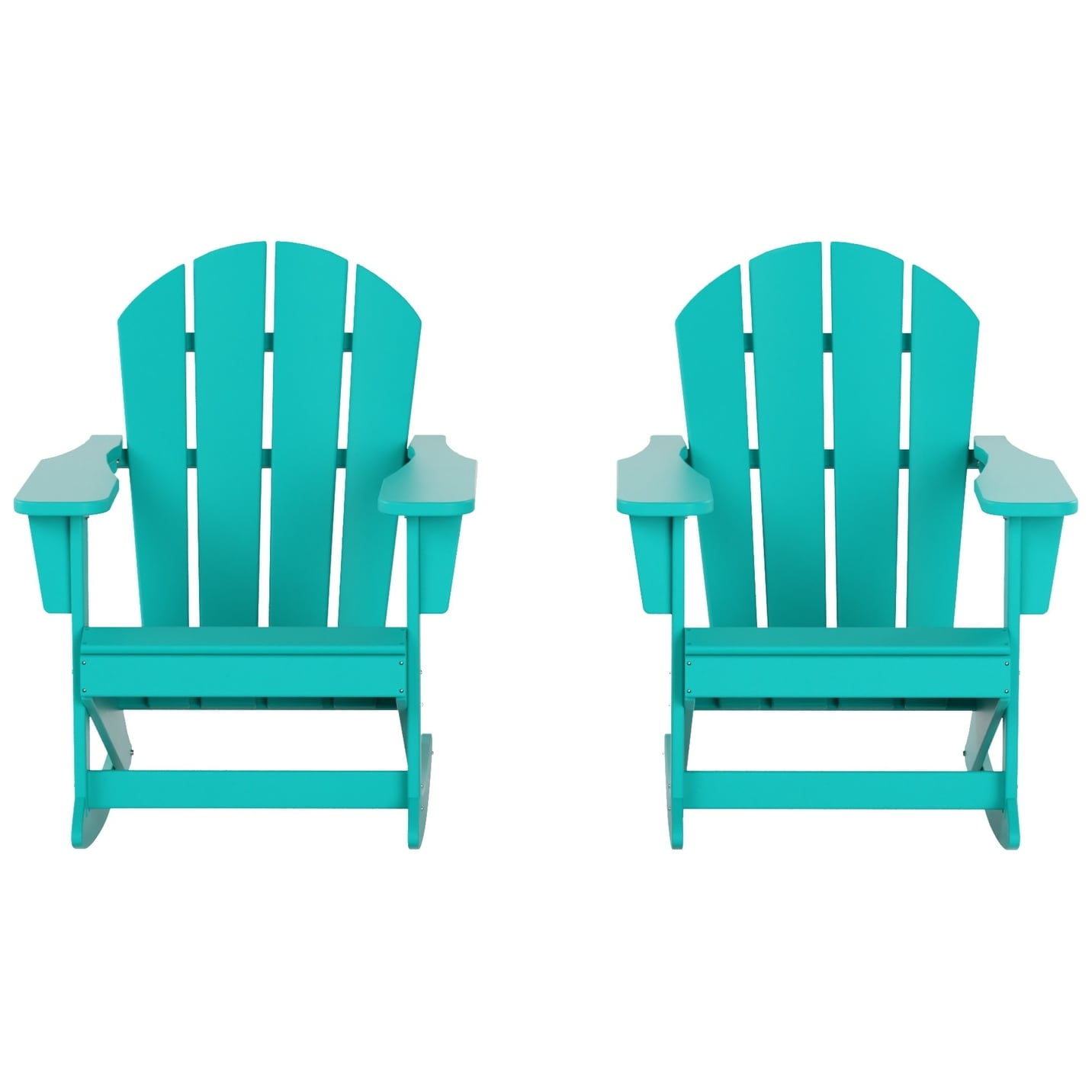 Polytrends  Laguna Hdpe All Weather Outdoor Patio Rocking Chair (Set of 2) Turquoise