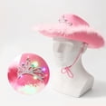 thumbnail image 3 of Sombrero de vaquero con corona rosa, sombrero de vaquero de fieltro con luces, cordón para el cuello, accesorios para disfraces de fiesta de Cosplay, vestido de juego para mujeres, 3 of 9