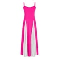 thumbnail image 5 of qolati Women's V Neck Bridesmaid Dreses Patchwork Color Block Sleeveless Maxi Dress Wedding Guest Spaghetti Strap A-Line Open Back Formal Gown Hot Pink M, 5 of 6