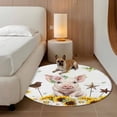 thumbnail image 3 of Pig Animal Round Living Room Rugs 5 ft, Yellow Sunflower Daisy Bird Butterfly Field Summer Washable Area Rug with Non-Slip Sturdy Edge Binding Round Carpet for Entryway Kitchen Bedroom Bathroom, 3 of 9
