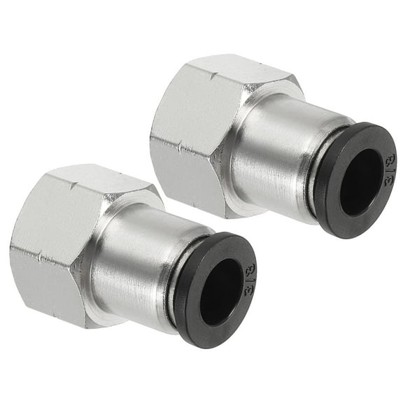 Uxcell Female Straight 3/8" Tubing OD x 3/8" NPT Thread Push to Connect Fittings 2 Pack