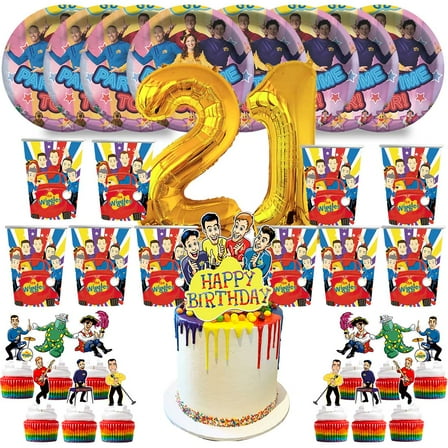 The Wiggles Birthday 21th Cups Party Supplies Plates Fans Decorations Cake Topper Decor
