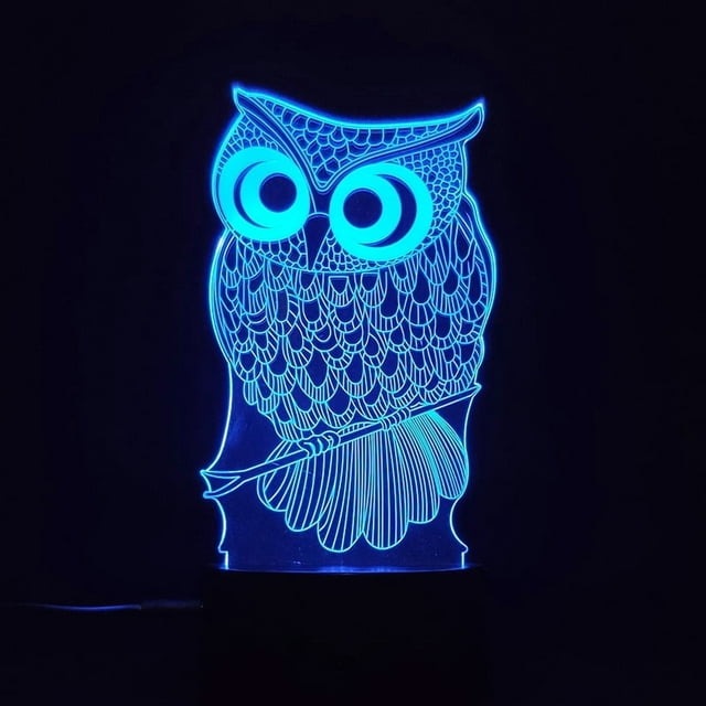 Night Light Owls LED 3D que cambia de color para niños y niños R