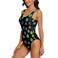 thumbnail image 3 of Pickle Ball Swimsuit Sexy Colorful Print Wom Swimwear One-Piece Retro Bodysuit Holiday Swim Push Up Backless Bathing Suits, 3 of 7